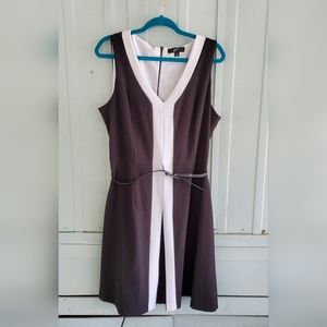 GRW Black and White Lined L Dress With Belt